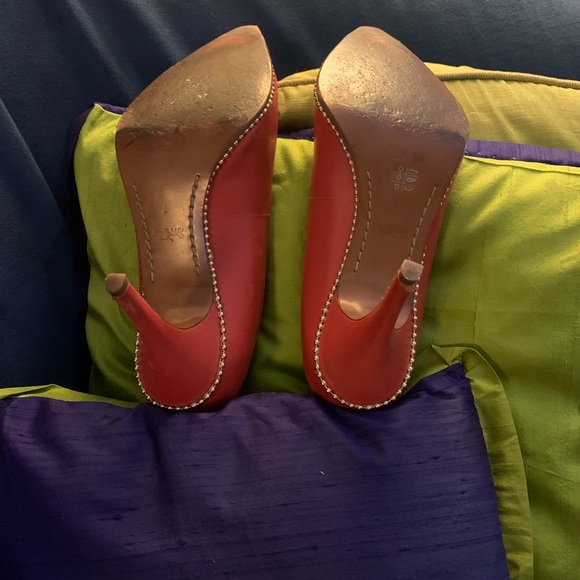 EUC Coach Red with Gold Beading Shoes -Size 7 - Picture 4 of 7